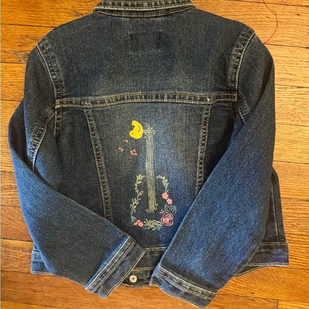 Kids Denim Jacket with Hand Inked Design